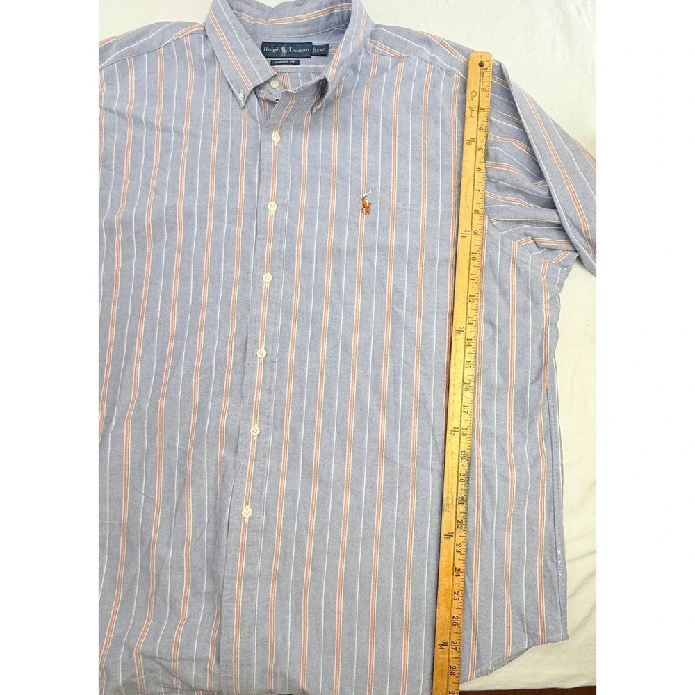Ralph Lauren Mens XXL Classic Fit Striped Oxford Button Down Shirt Blue Red